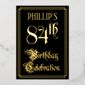 84th Birthday Party – スクリプファンシート&名前をカスタムする 箔招待状 (正面)