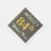 84th Birthday Party — フェイク金ゴールド&ウッドフェイク・ルックス スタンダードランチョンナプキン (角)