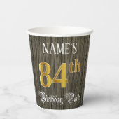 84th Birthday Party — フェイク金ゴールド&ウッドフェイク・ルックス 紙コップ (裏面)