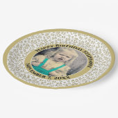 85あなたの写真の乱数パターン金ゴールド/白 ペーパープレート (アングル)