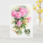 85スペインのth誕生日ヴィンテージバラガーデンネーム カード (黄色い花)