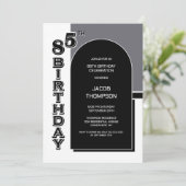 85モダン誕生日ブラックアーチパーティー 招待状 (スタンド正面)