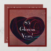 85位誕生祝いレッドローズハート 招待状 (正面/裏面)