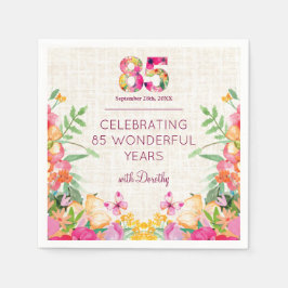 85年フラワーズフローラリネン85誕生日 スタンダードカクテルナプキン