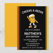85歳おもしろいの誕生日招待状応援とビール 招待状 (正面/裏面)