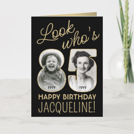 85歳お誕生日おめでとう2枚の写真入り ブラック＆ゴールド カード