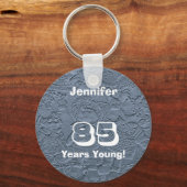 85歳かわいいライトブルーのぬいぐるみ、名前、 キーホルダー (正面)