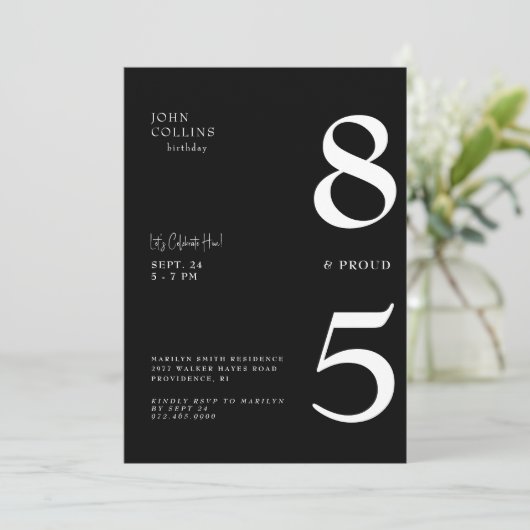85歳と黒誇りを持った誕生日パーティーの招待状 招待状 (スタンド正面)