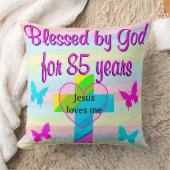 85歳の古い誕生日枕を愛するイエス クッション (ブランケット)