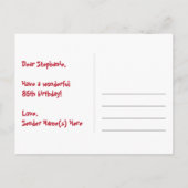 85歳の誕生日おめでとう:楽しいスターパターン、虹85、名前 ポストカード (裏面)