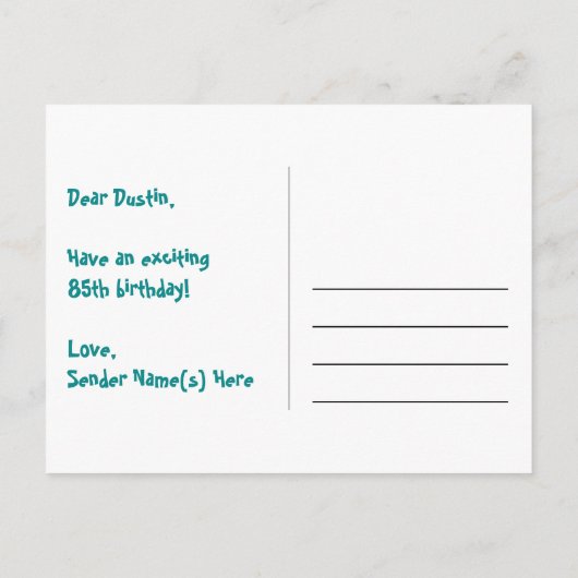 85歳の誕生日おめでとう:楽しいハート柄、虹 85 ポストカード (裏面)