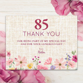 85歳の誕生日お祝いアレンジメントの花のサンクスカード ポストカード