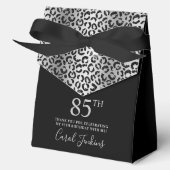85歳の誕生日お祝いヒョウ柄シルバー Thank You フェイバーボックス (正面)