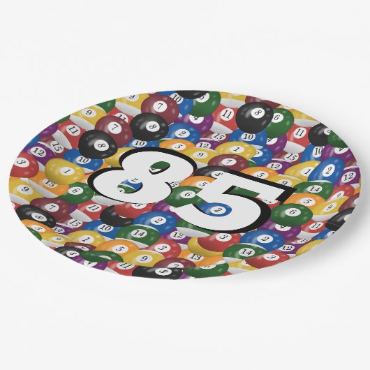 85歳の誕生日のビリヤード・ボール ペーパープレート (アングル)
