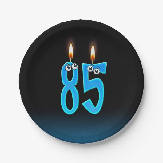 85歳の誕生日ろうそく付き数字 ペーパープレート (正面)