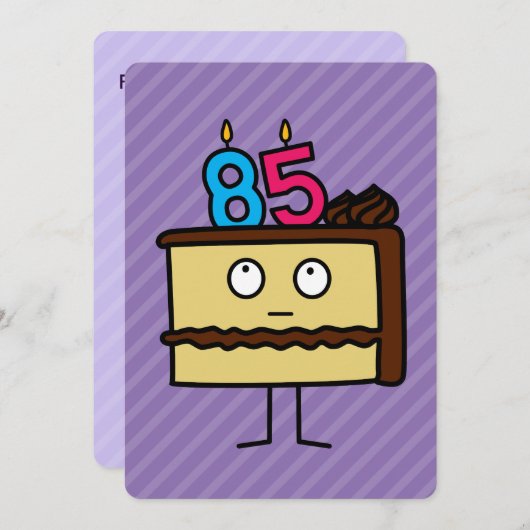 85歳の誕生日ケーキとろうそく 招待状 (正面/裏面)