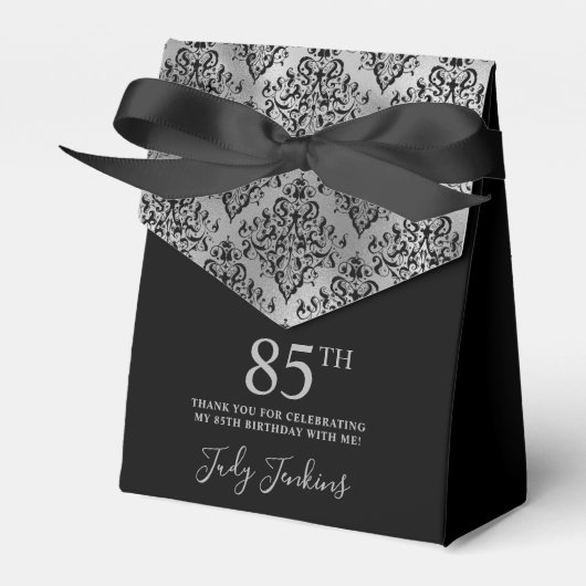 85歳の誕生日シルバーダマスクお礼 フェイバーボックス (正面サイド)
