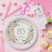 85歳の誕生日トロピカルフラワー ペーパープレート (パーティー)