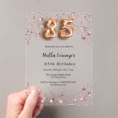 85歳の誕生日バラ金ゴールドピンク澄ん星 アクリル招待状 (インサイチュ (ポータブル))