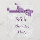 85歳の誕生日パーティーダマスクとボウフェイク 招待状 (正面/裏面)