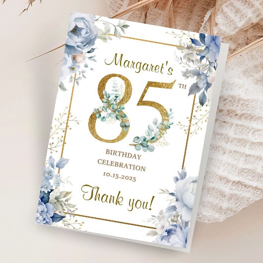 85歳の誕生日パーティー折りたたみ式御礼カード サンキューカード