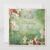 85歳の誕生日パーティー、シャビー·シック·ハイビスカスの花々 招待状 (正面)