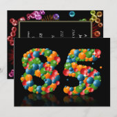 85歳の誕生日パーティー　シャボン玉と風船付き 招待状 (正面/裏面)