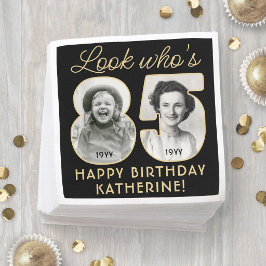 85歳の誕生日パーティー ブラック＆ゴールド 2枚の写真 スタンダードカクテルナプキン