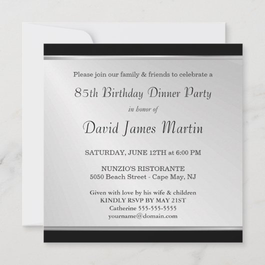 85歳の誕生日パーティー-メンズフォト招待状 招待状 (裏面)