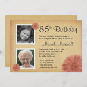 85歳の誕生日パーティー　ラスティックデイジー2　写真招待状 招待状 (正面/裏面)