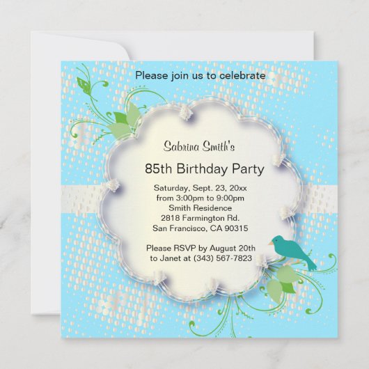 85歳の誕生日パーティー| DIY文字 招待状 (裏面)