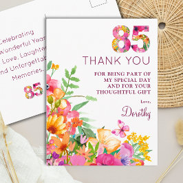 85歳の誕生日フラワー 85 バタフライ アプリーシエーション ポストカード