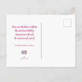 85歳の誕生日フローラモダンの保存 案内ポストカード (裏面)