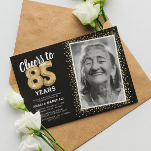 「85歳の誕生日写真」の乾杯, 「スタイルを重視した特別な85歳の節目をお祝いする当社の精緻にデザイ 招待状
