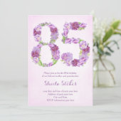 85歳の誕生日招待状（ラベンダー色） 招待状 (スタンド正面)