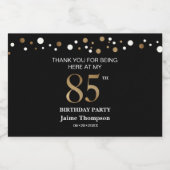 85歳の誕生日金ゴールドブラックテーマ紙吹雪感謝していユー スパークリングワインラベル (シングルラベル)