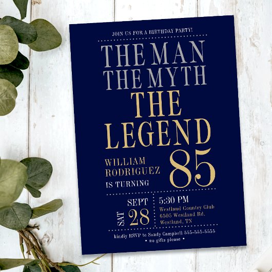 85歳の誕生日 おとこ 伝説の人 招待状