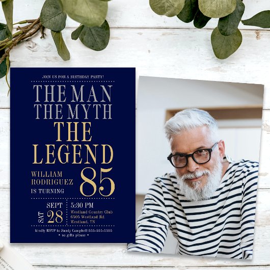 85歳の誕生日 おとこ 伝説 写真 招待状