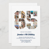 85歳の誕生日　オリジナル フォト コラージュ 85 招待状 (正面/裏面)