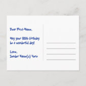 85歳の誕生日:ピンクのストライプとハート、虹85 ポストカード (裏面)