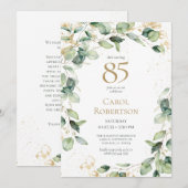 85歳の誕生日 ユーカリのカード依頼 招待状 (正面/裏面)