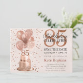 85歳の誕生日 ローズゴールドケーキ Save The Date セーブザデート (スタンド正面)