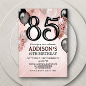 85歳の誕生日 ローズゴールド風船 招待状
