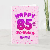 85歳の風船番号カスタム名の誕生日カード カード (正面)