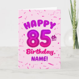 85歳の風船番号カスタム名の誕生日カード カード