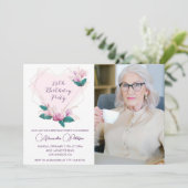 85歳エレガントの誕生日招待状フローラ写真 招待状 (スタンド正面)