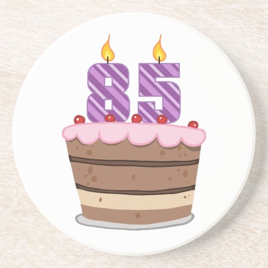 85歳オンお誕生日ケーキ コースター (正面)