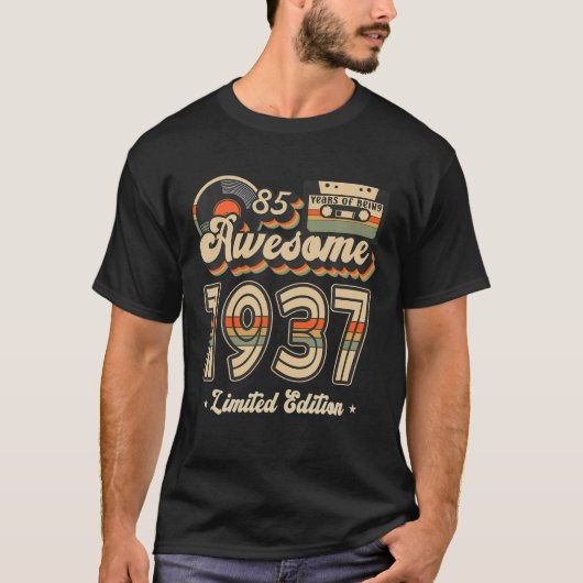 85歳レトロ85番目の誕生日ギフト最高の1937 Tシャツ (正面)