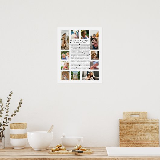 85理由あなたはとても愛されているフォトコラージュの誕生日 ポスター (キッチン)