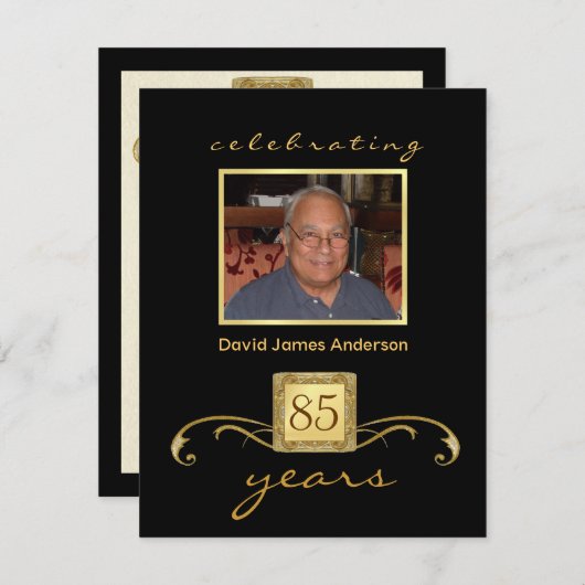 85番目のバースデーパーティ招待状-モノグラフォーマルム 招待状 (正面/裏面)